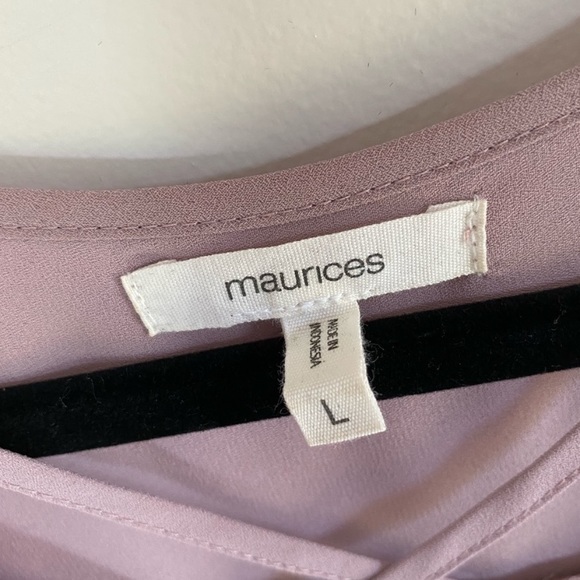 Short Sleeve, Lilac, V-Neck Blouse - Picture 3 of 3